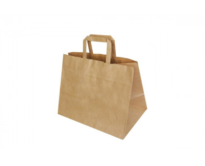 Пакет (3/2) бумажный (крафт) с плоскими ручками 320/200/220